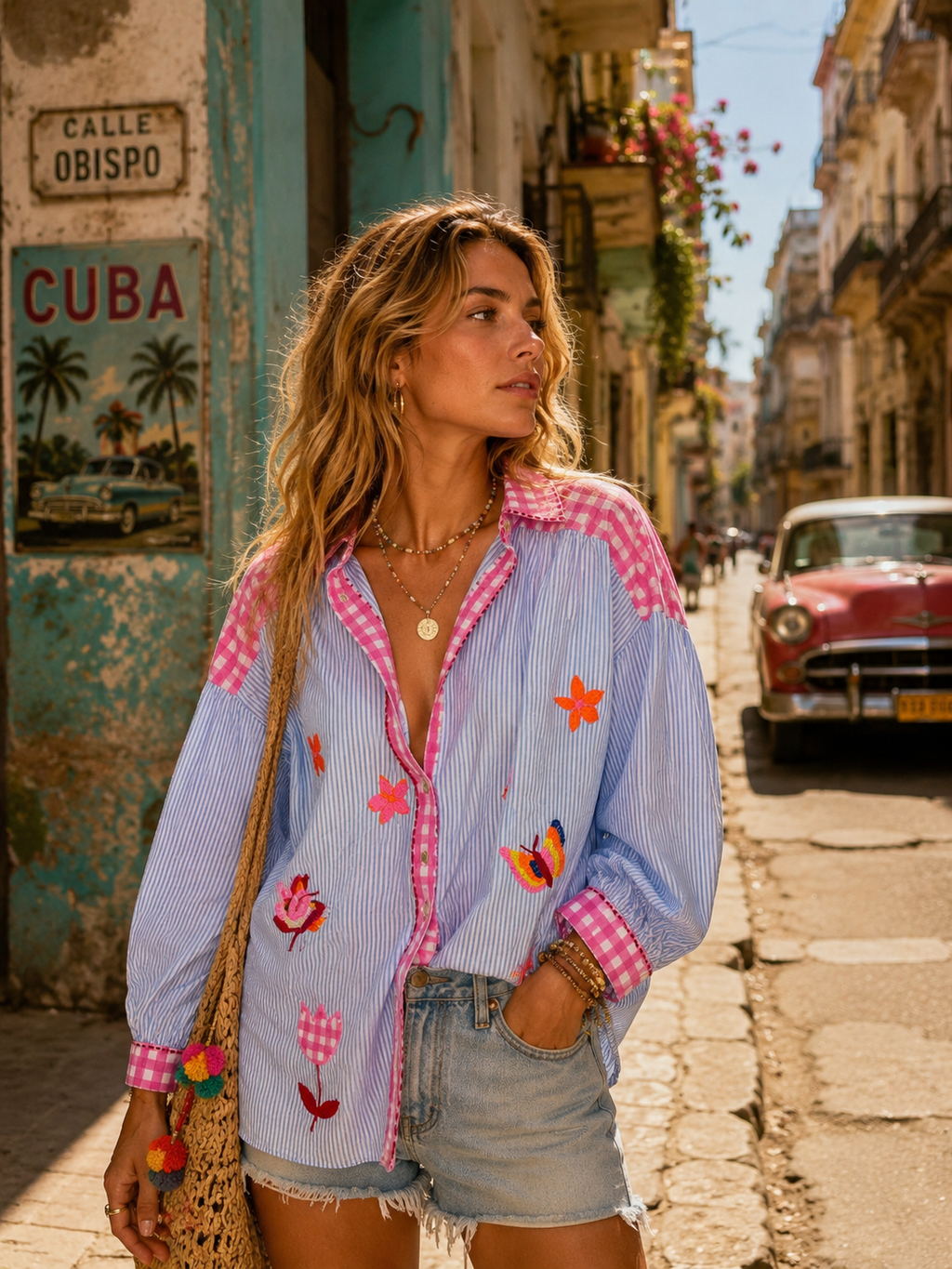 Chemise vichy rose